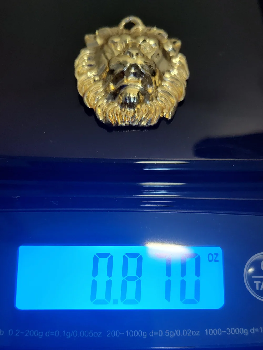 Gold Lion Head Pendant Large
